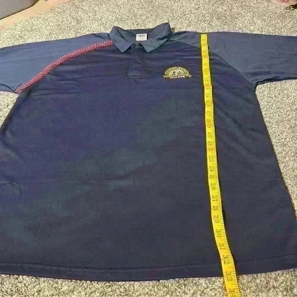 Cooperstown All Star Village Men 2XL Polo Shirt Baseball Red Stitch Navy - Picture 3 of 9